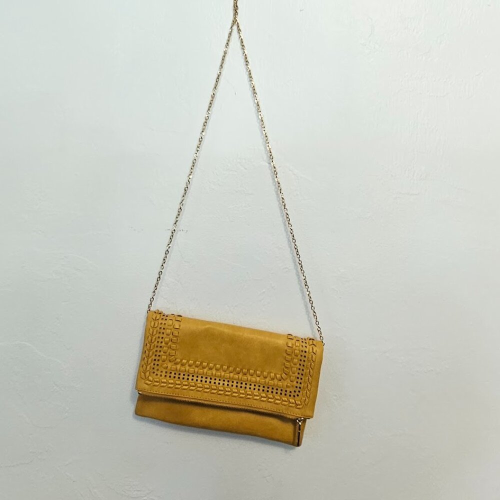 Urban Expressions - Victoria Woven Detail Clutch - Mustard